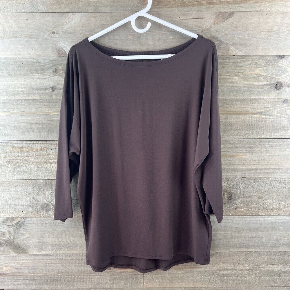 Athleta Womens Shirt Ease In Top 3/4 Sleeve Toasted Brown Size Medium